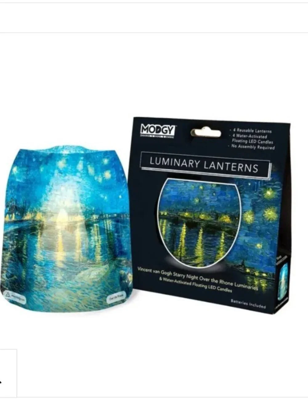 VINCENT VAN GOUGH STARRY NIGHT OVER the RHONE LUMINARIES- 4 PER PACK-NIB